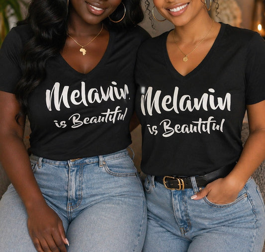 MELANIN IS BEAUTIFUL V-NECK